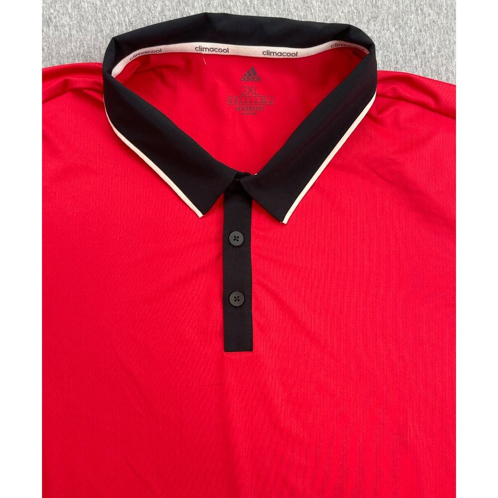 Adidas Polo Men 2XL Red Stretch Aeroready Performance Climacool Short Sleeve